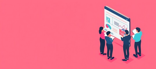 Poster - A business strategy session with a large, clear area on a whiteboard