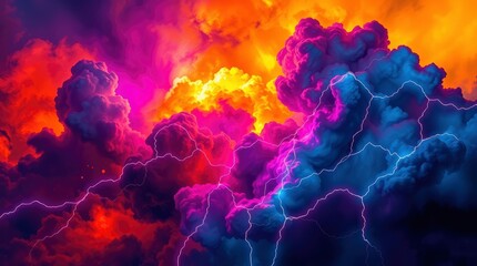 Sticker - vibrant colorful clouds, cosmic storm, explosive nebula, swirling gas, intense color palette, orange