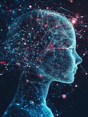 Poster - artificial intelligence illustration. abstract technology circles. data transfer concepts in interne