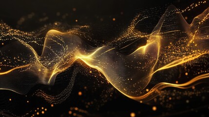 Poster - abstract financial chart with golden elements on a dark background