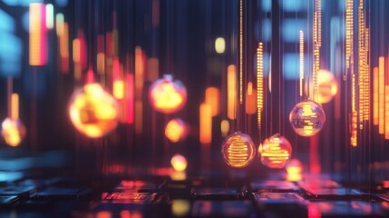 Poster - invest and sell concept. creative glowing forex chart background. 3d rendering.