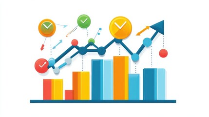 Poster - Analytics infographics elements. Data graphic, marketing chart diagram. Budget flat histogram. Statistic infographics elements