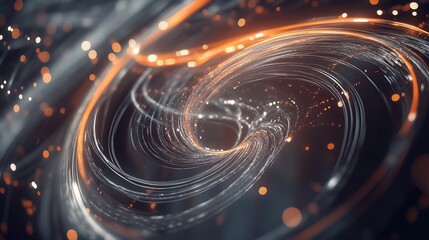 Fototapete - Abstract digital art with a swirling vortex of lines and glowing lights for futuristic design