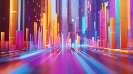Poster - futuristic digital visualization of economic policy influencing employment rates and workforce trend
