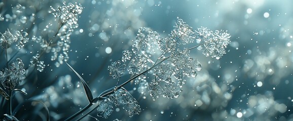 Sticker - Icy plant sprig with bokeh background.