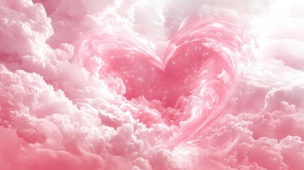 Sticker - heart shaped cloud formation in a pink sky with twinkling stars