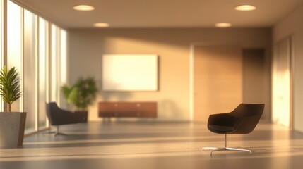 Poster - show off a contemporary office space - blured interior background for your presentation, copy space