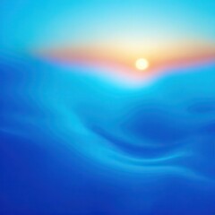 Poster - Blue ocean with a sun in the sky