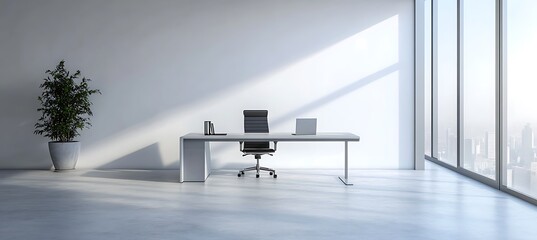 Poster -  A clean, modern office with a large empty wall