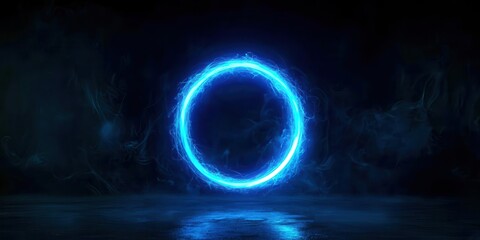 Wall Mural - blue circle with smoke coming out of it