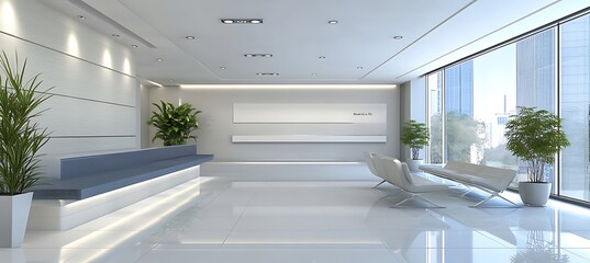 Poster -  A clean, modern office with a large empty wall
