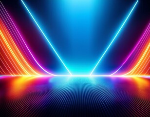 Wall Mural - abstract vibrant background with neon lights and empty space vivid colors copy space for your text f