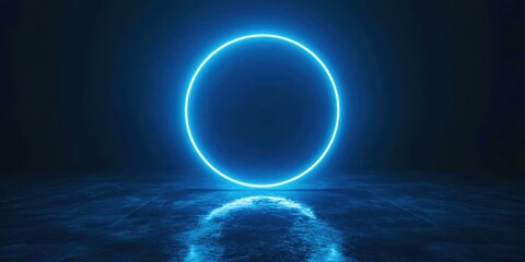 Wall Mural - blue circle is lit up in the dark