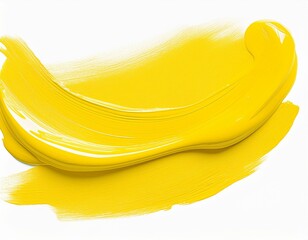 Wall Mural - yellow stroke of paint isolated on white background