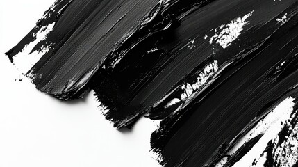 Poster - Abstract Black Brush Strokes on White Background, Creative Artistic Texture, Perfect for Backgrounds, Art Projects, Web Design, and Contemporary Art Displays