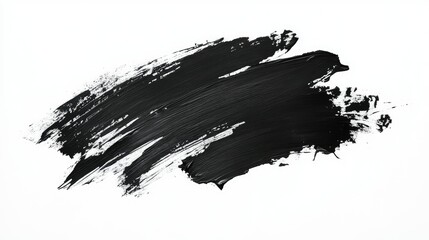 Poster - Abstract black brushstroke on a white background, showcasing texture and artistic flair for creative projects, poster designs, and modern art applications.