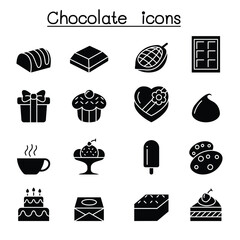 Poster - Chocolate icon set in thin line style