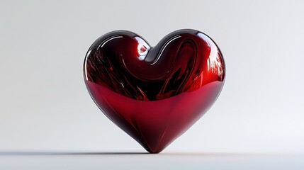 Aufkleber - Shiny red heart, 3D rendering, love symbol, glossy surface, Valentine's Day.
