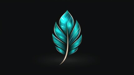 Poster - Vibrant leaf design digital art abstract dark background close-up nature inspired
