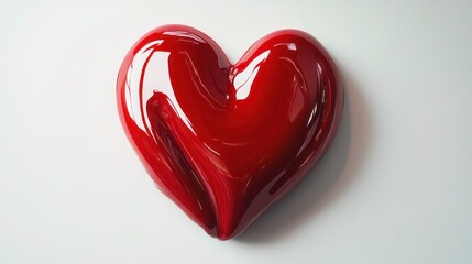 Aufkleber - Glossy red heart-shaped object on white background.