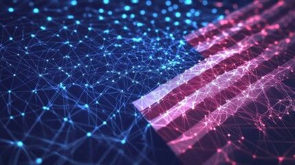 Poster - usa blockchain technology, illustration
