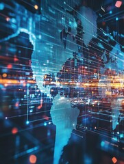 Poster - Business-to-Business Global Connectivity: A Digital World Map Visual with B2B Emphasis