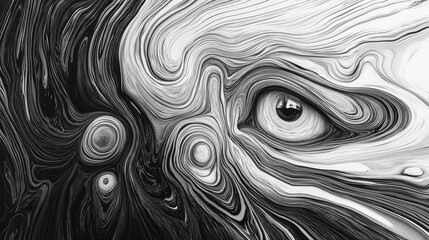 Poster - Hypnotic black and white swirling lines creating a mesmerizing psychedelic effect.