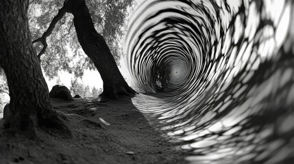 Poster - Hypnotic black and white swirling lines creating a mesmerizing psychedelic effect.