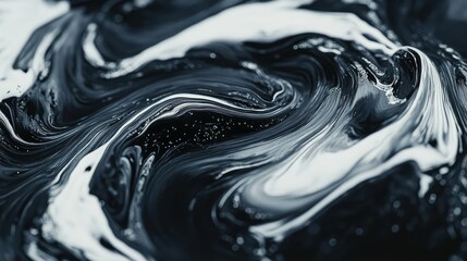 Poster - Hypnotic black and white swirling pattern with fluid, wavy lines creating a psychedelic effect.