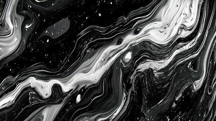 Poster - Hypnotic black and white swirling pattern with fluid, wavy lines creating a psychedelic effect.