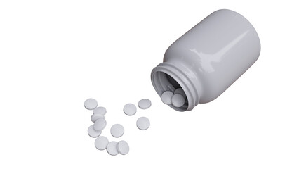 Wall Mural - Medicine capsule pill bottle isolated on white, transparent. Health care and pharmacy concept.