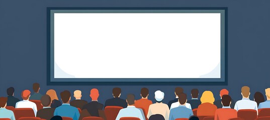 Poster - A corporate meeting with a large display screen