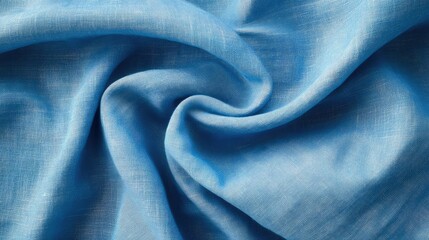 Poster - Light blue cotton fabric background, simple and minimal texture with soft waves