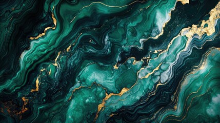 Poster - Luxurious dark green marble texture, rich color depth with soft gloss