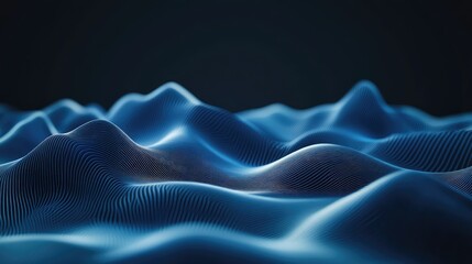 Poster - Luxurious deep blue abstract background with undulating blue waves and a smooth texture.