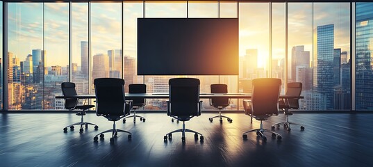 Poster - A corporate presentation with a large screen 