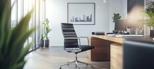 Poster - A corporate workspace with a clean desk