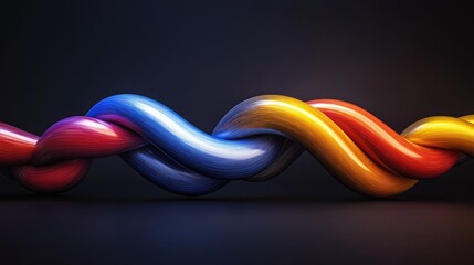 Aufkleber - Intertwined colorful strands abstract art digital render dark background artistic view visual harmony