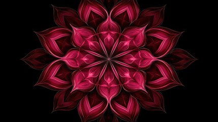 Poster - Vibrant floral mandala design abstract art digital illustration dark background symmetrical view beauty and harmony