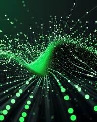 Aufkleber - Green and black digital particles abstract tech concept background