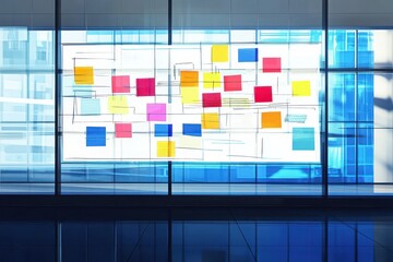 Leinwandbilder - Collaborative brainstorming session with diverse hands drawing concepts on a large table covered with sketches and sticky notes