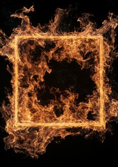 Wall Mural - Fiery square frame, dark background, design element (5)