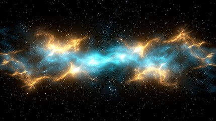 Poster - Cosmic explosion of colorful nebulae outer space digital art infinite universe wide angle space exploration