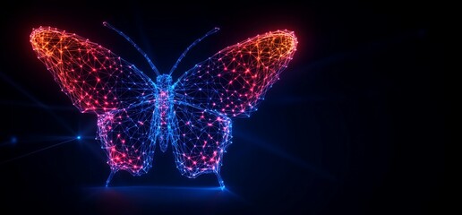 Fototapete - Luminous butterfly abstract with vibrant hues and a network structure