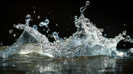 Poster - Water droplets creating ripples in a circular pool under bright daylight in a serene outdoor setting