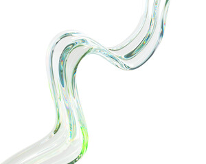 Poster - 3d water splash isolated on transparent background png render. Abstract liquid glass clear wave ribbon, fluid flow green gradient. Summer drink, beauty product, spa or travel concept. 3D illustration