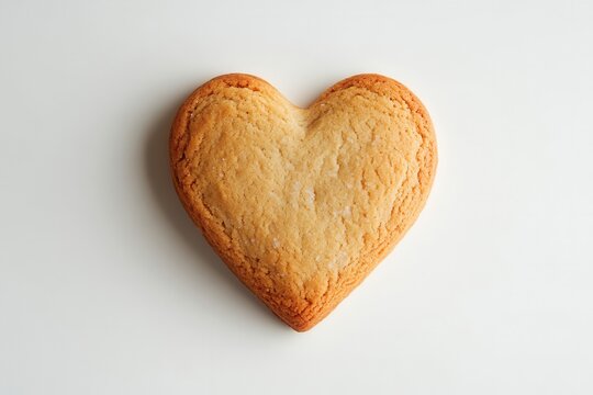 An solitary cookie in the form of a heart on a white backdrop. Generative Ai