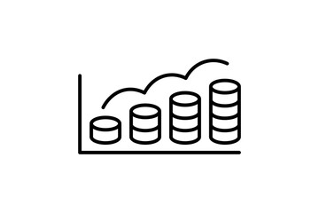 Poster - coin chart up icon. Icon related to graph and seo . suitable for web site, app, user interfaces, printable etc. line icon style. simple vector design editableMobile
