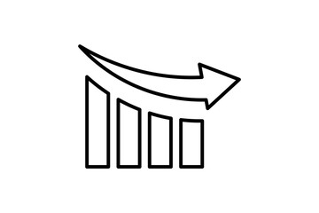 Poster - bar chart with arrow icon vector. Icon related to graph and seo . suitable for web site, app, user interfaces, printable etc. line icon style. simple vector design editable
