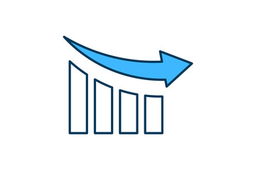 Poster - bar chart with arrow icon vector. Icon related to graph and seo . suitable for web site, app, user interfaces, printable etc. solid icon style. simple vector design editable